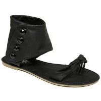 Sandals - 6-pair Leather Like Ankle Cuff - Black - SL-C1023BK